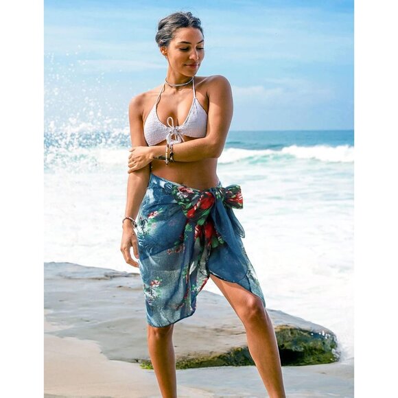 Women  B-gray Fashion Flowers Print Scarves Winter Head Shawl Cotton Wrap - Picture 4 of 7